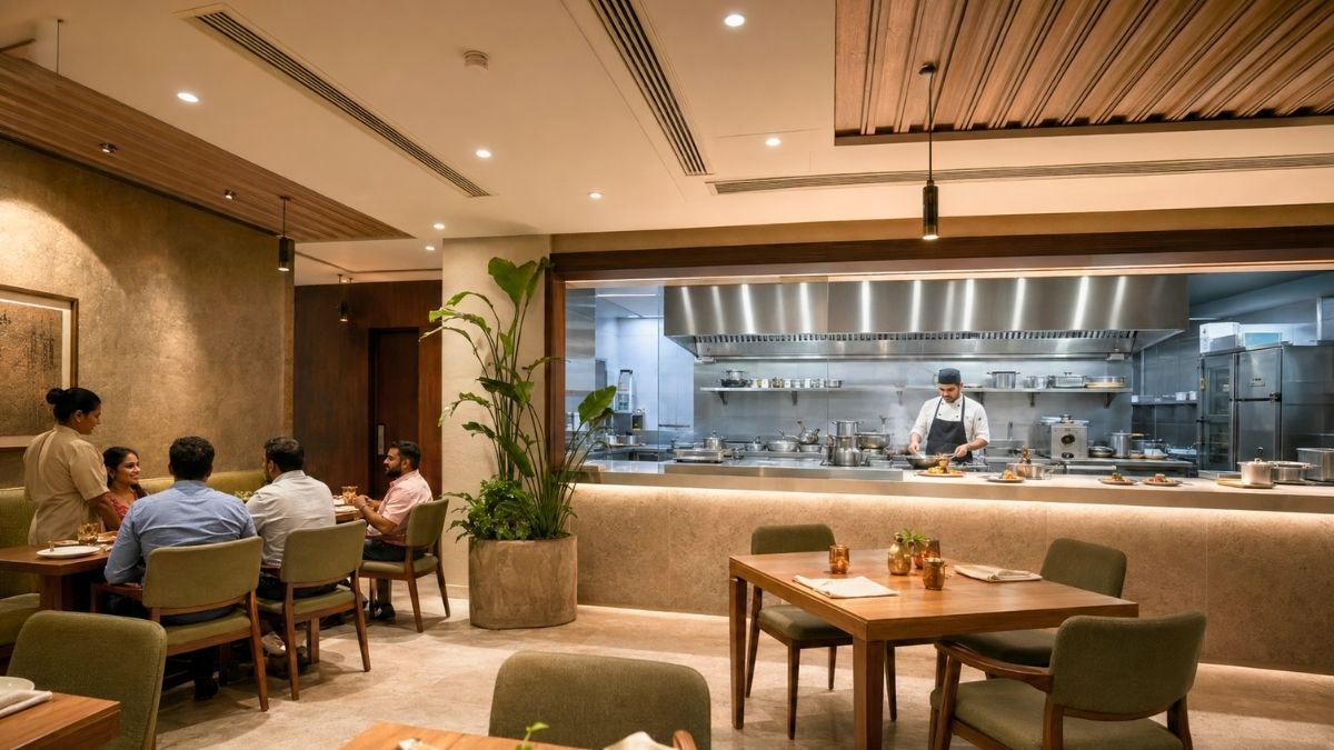 Warm restaurant lighting creating a cozy atmosphere
